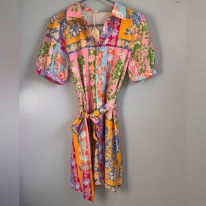 JODIFL Multicolor Floral Patchwork Dress. Sz S